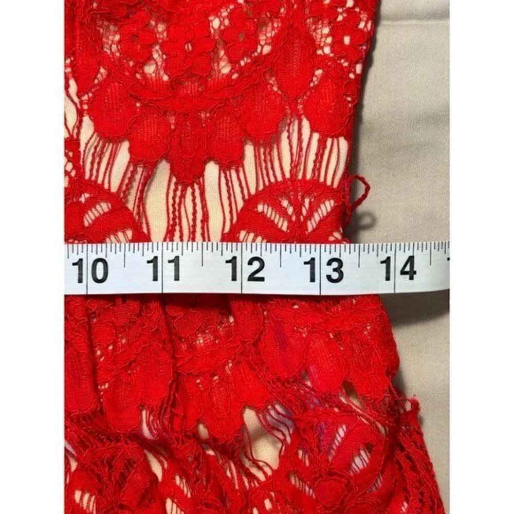 Juniors Red Lace Strapless Mini Dress‎ Lined Tulle  Size 9/10 Homecoming Party
